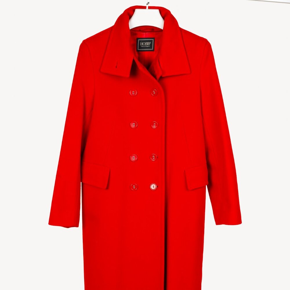 Hobbs Red Wool & Cashmere Blend Double-Breasted Coat